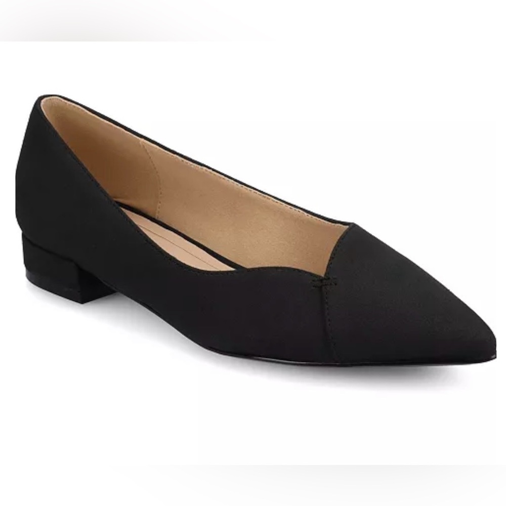 Journee Collection Black Pointed Toe Low Heel Flats